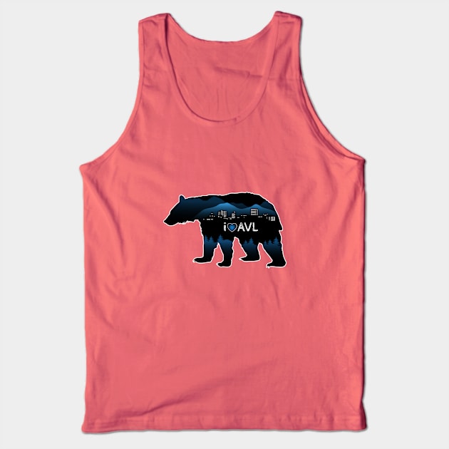 I Love AVL - Black Bear Cityscape - GreyBG 25 Tank Top by AVL Merch